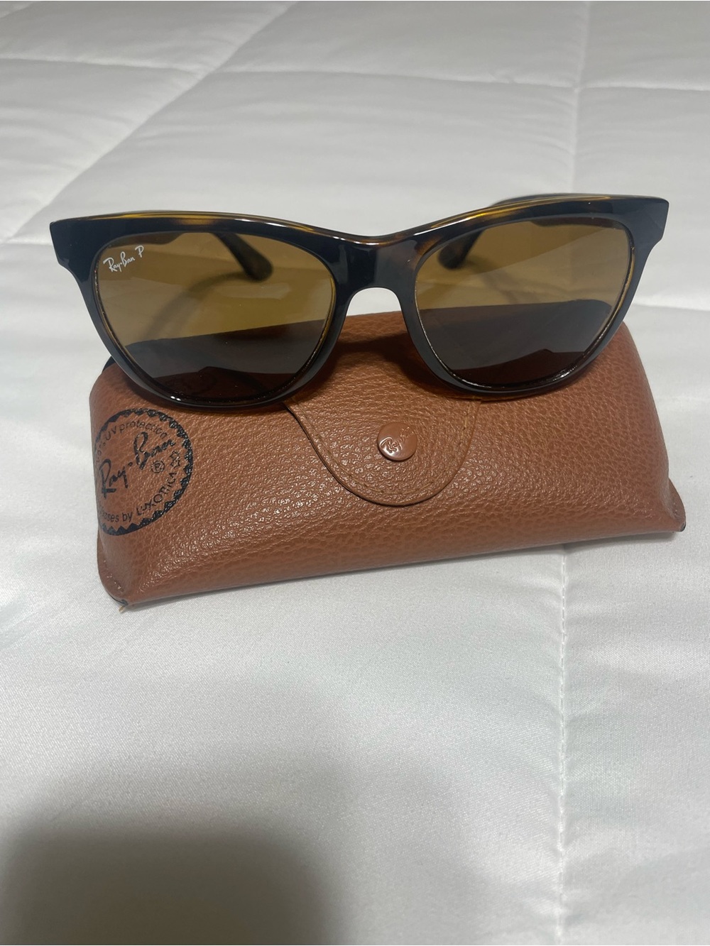 Ray-Ban Women’s Tortoise Frame Sunglasses with Brown Lenses